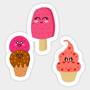 Cute Pretty Ice Cream Combo Sticker